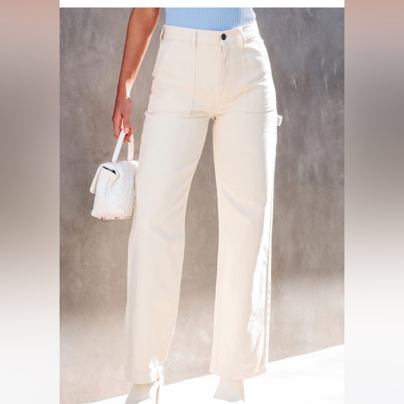 Hidden Logan Wide Leg Jeans - Cream NWT - Picture 5 of 7